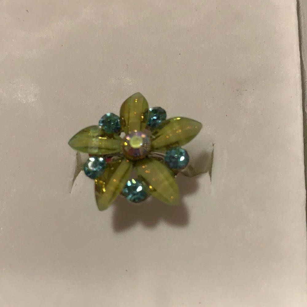 Green blue adjustable ring